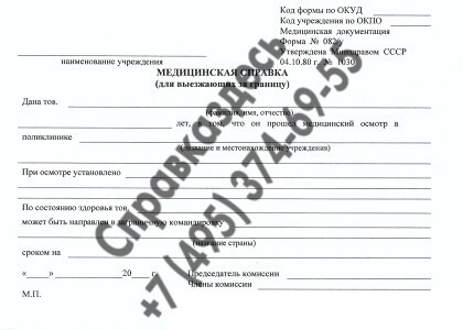 Медсправки для выезжающих за границу